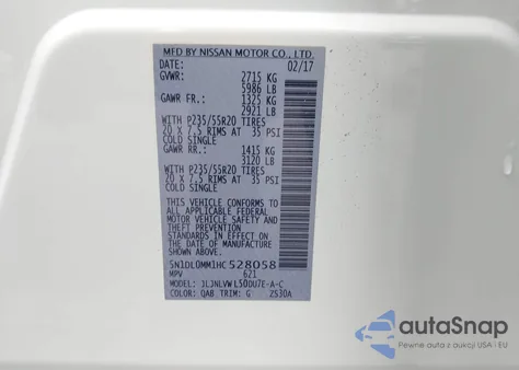 2017 Infiniti Qx60 from USA, damaged, VIN 5N1DL0MM1HC528058